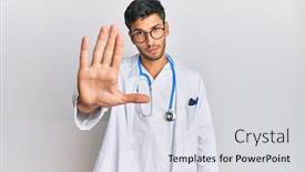  Presentation with sing - Theme consisting of young-handsome-man-wearing-doctor background and a light gray colored foreground