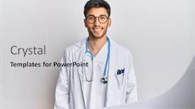  Presentation with 3 d man person - Audience pleasing slide set consisting of young-handsome-man-wearing-doctor backdrop and a light gray colored foreground
