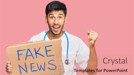  Presentation with fake news - Slide deck consisting of young-handsome-man-wearing-doctor background and a coral colored foreground