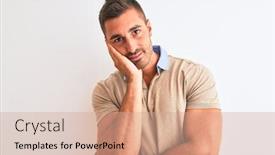  Presentation with elegant - Colorful presentation theme enhanced with young-handsome-man-wearing-elegant backdrop and a coral colored foreground