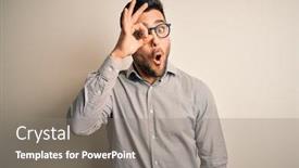  Presentation with eye glasses looking at world - Audience pleasing presentation design consisting of young-handsome-man-wearing-elegant backdrop and a gray colored foreground