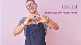  Presentation with hands the shape of a heart - Slides enhanced with young-handsome-man-wearing-employee background and a lemonade colored foreground