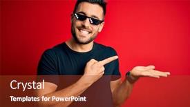  Presentation with funny - Slide set consisting of young-handsome-man-wearing-funny background and a tawny brown colored foreground