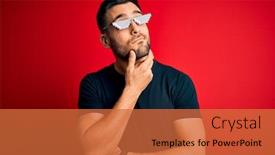  Presentation with funny - PPT layouts enhanced with young-handsome-man-wearing-funny background and a red colored foreground