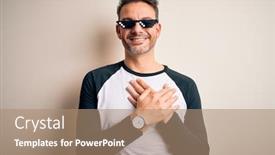  Presentation with funny - PPT theme consisting of young-handsome-man-wearing-funny background and a coral colored foreground