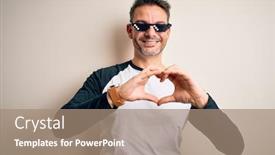  Presentation with hands heart - Beautiful PPT layouts featuring young-handsome-man-wearing-funny backdrop and a coral colored foreground