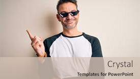  Presentation with fun and smile - Colorful presentation theme enhanced with young-handsome-man-wearing-funny backdrop and a soft green colored foreground