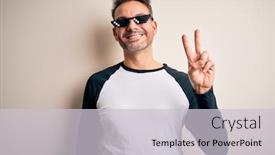  Presentation with happy life - Theme with young-handsome-man-wearing-funny background and a light gray colored foreground