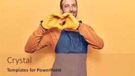  Presentation with romantic love - Presentation with young-handsome-man-wearing-gardener background and a yellow colored foreground