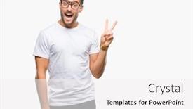 Presentation with handsome - Slides enhanced with young handsome man wearing glasses over isolated background smiling with happy face winking at the camera doing victory sign number two background and a white colored foreground
