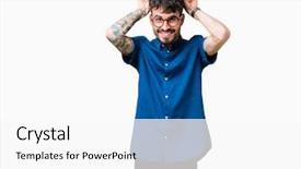  Presentation with glasses - Slide deck featuring young handsome man wearing glasses background and a white colored foreground