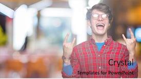  Presentation with rock music - Colorful slide set enhanced with young handsome man wearing glasses backdrop and a coral colored foreground