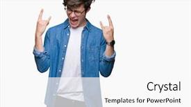 Presentation with rock star - Colorful presentation design enhanced with young handsome man wearing glasses backdrop and a white colored foreground