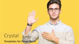  Presentation with hand palm - Amazing presentation design having palm making a loyalty promise backdrop and a yellow colored foreground