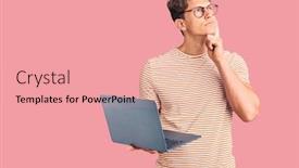  Presentation with glasses - Slide deck consisting of young-handsome-man-wearing-glasses background and a coral colored foreground