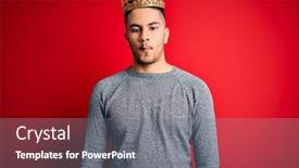  Presentation with crown - PPT layouts consisting of young-handsome-man-wearing-golden background and a gray colored foreground