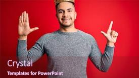  Presentation with crown - Colorful slide set enhanced with young-handsome-man-wearing-golden backdrop and a tawny brown colored foreground