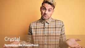  Presentation with golden yellow - Beautiful presentation design featuring young-handsome-man-wearing-golden backdrop and a coral colored foreground