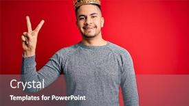  Presentation with crown - Cool new presentation theme with young-handsome-man-wearing-golden backdrop and a gray colored foreground