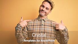  Presentation with golden yellow - Beautiful PPT theme featuring young-handsome-man-wearing-golden backdrop and a coral colored foreground