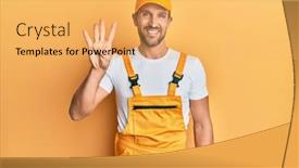  Presentation with handyman - Presentation consisting of young-handsome-man-wearing-handyman background and a yellow colored foreground