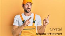  Presentation with handyman - Presentation consisting of young-handsome-man-wearing-handyman background and a yellow colored foreground