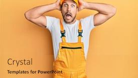  Presentation with handyman - Audience pleasing presentation theme consisting of young-handsome-man-wearing-handyman backdrop and a yellow colored foreground