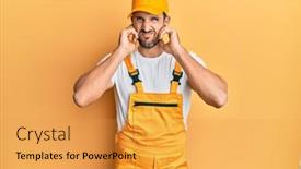  Presentation with yellow music - Amazing presentation design having young-handsome-man-wearing-handyman backdrop and a yellow colored foreground
