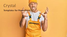  Presentation with handyman - Presentation theme consisting of young-handsome-man-wearing-handyman background and a yellow colored foreground