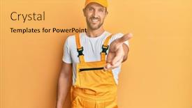  Presentation with handyman - PPT theme having young-handsome-man-wearing-handyman background and a yellow colored foreground