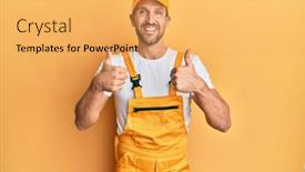  Presentation with handyman - Theme featuring young-handsome-man-wearing-handyman background and a yellow colored foreground