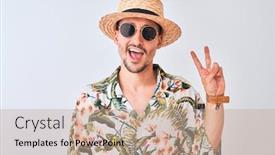  Presentation with hawaiian - PPT layouts enhanced with young-handsome-man-wearing-hawaiian background and a coral colored foreground