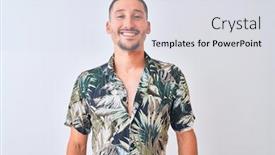  Presentation with hawaiian - Colorful PPT theme enhanced with young-handsome-man-wearing-hawaiian backdrop and a light gray colored foreground