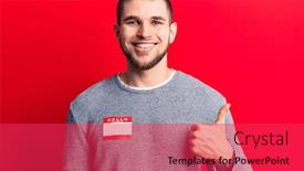  Presentation with handsome - Slides enhanced with young-handsome-man-wearing-hello background and a red colored foreground