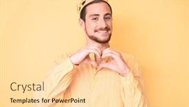  Presentation with king crown - Amazing PPT theme having young-handsome-man-wearing-king backdrop and a lemonade colored foreground