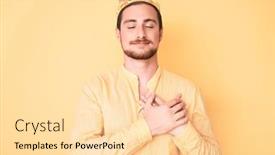  Presentation with king crown - Slide deck with young-handsome-man-wearing-king background and a lemonade colored foreground