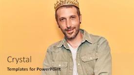 Presentation with king crown - Theme enhanced with young-handsome-man-wearing-king background and a coral colored foreground