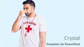  Presentation with lifeguard - Beautiful presentation featuring young-handsome-man-wearing-lifeguard backdrop and a sky blue colored foreground