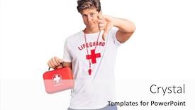  Presentation with lifeguard - Audience pleasing PPT theme consisting of young-handsome-man-wearing-lifeguard backdrop and a white colored foreground
