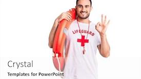  Presentation with lifeguard - Cool new theme with young-handsome-man-wearing-lifeguard backdrop and a white colored foreground