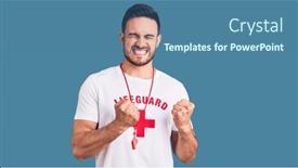  Presentation with lifeguard - PPT layouts with young-handsome-man-wearing-lifeguard background and a ocean colored foreground
