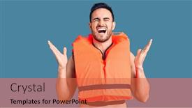 Presentation with handsome - Presentation having young-handsome-man-wearing-lifejacket background and a red colored foreground