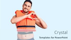  Presentation with romantic love - Beautiful presentation theme featuring young-handsome-man-wearing-lifejacket backdrop and a sky blue colored foreground