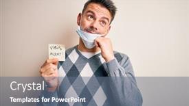  Presentation with alert - Slide set featuring young-handsome-man-wearing-medical background and a ocean colored foreground