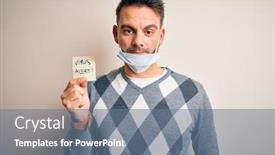  Presentation with alert - PPT theme having young-handsome-man-wearing-medical background and a seafoam green colored foreground