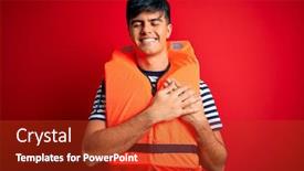  Presentation with orange - Colorful presentation design enhanced with young-handsome-man-wearing-orange backdrop and a crimson colored foreground