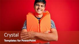  Presentation with happy life - Colorful PPT theme enhanced with young-handsome-man-wearing-orange backdrop and a crimson colored foreground