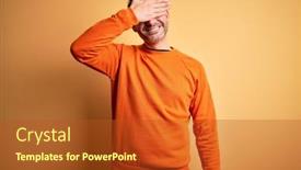  Presentation with yellow orange - PPT theme featuring young-handsome-man-wearing-orange background and a crimson colored foreground