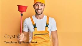  Presentation with plumber - Amazing presentation design having young-handsome-man-wearing-plumber backdrop and a yellow colored foreground