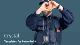  Presentation with police - Theme having young-handsome-man-wearing-police background and a ocean colored foreground